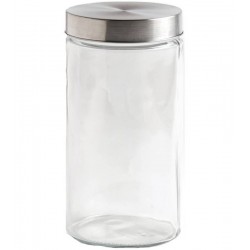 Pote 1,7l De Vidro Redondo Com Tampa Aço